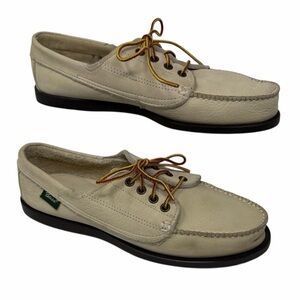 G H Bass Outdoor Cream Leather Boat /Deck Shoes Size 9
